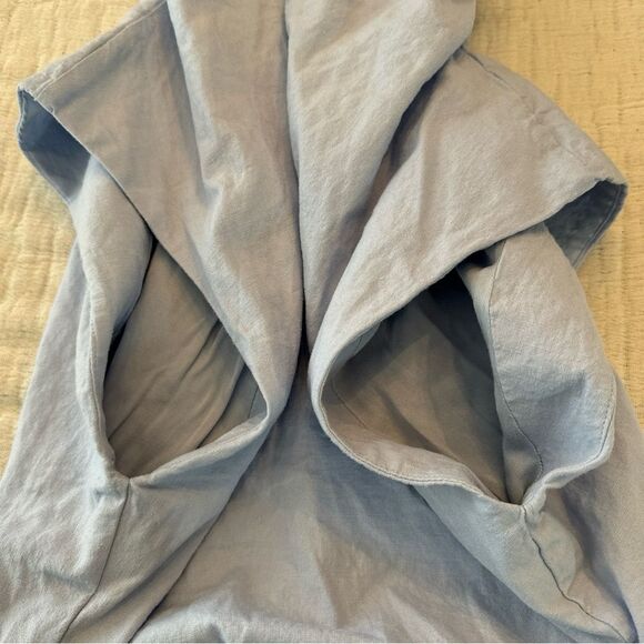 Anthropologie The Linen Maya Ruched Cowl-Neck Dress: Mini Edition Blue Large - Picture 9 of 11